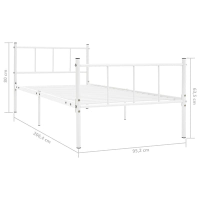 Sängynrunko valkoinen metalli 90x200 cm