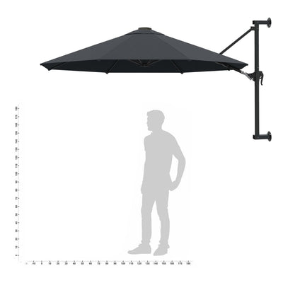 Seinäkiinnitteinen aurinkovarjo 300 cm antrasiitti