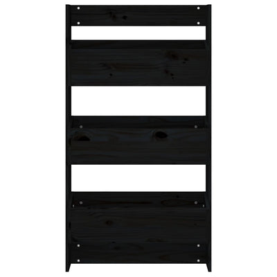Seinäkukkalaatikko 3 tasoa 60x18,5x110 cm musta täysi mänty - Vuodevaatteet