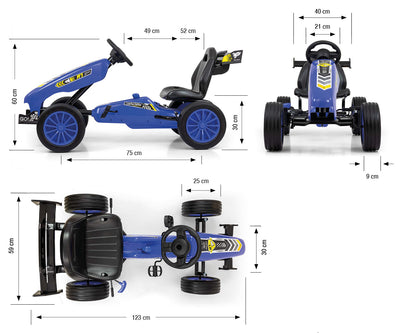 Sininen Karting lasten polkuauto - Rocket - Vuodevaatteet.fi