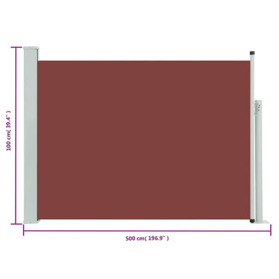 Sisäänvedettävä terassin sivumarkiisi 100x500 cm ruskea