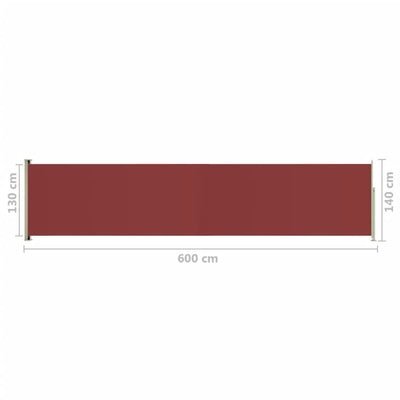 Sisäänvedettävä terassin sivumarkiisi 140x600 cm punainen