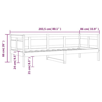 Sohvasänky hunajanruskea täysi mänty 80x200 cm