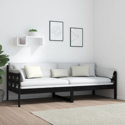 Sohvasänky musta täysi mänty 80x200 cm