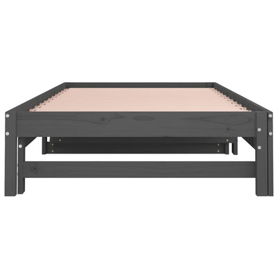 Sohvasänky ulosvedettävä harmaa 2x (90x200) cm täysi mänty