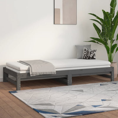 Sohvasänky ulosvedettävä harmaa 2x (90x200) cm täysi mänty
