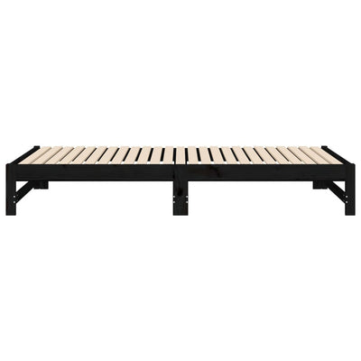 Sohvasänky ulosvedettävä musta 2x (100x200) cm täysi mänty