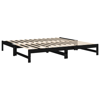 Sohvasänky ulosvedettävä musta 2x (100x200) cm täysi mänty