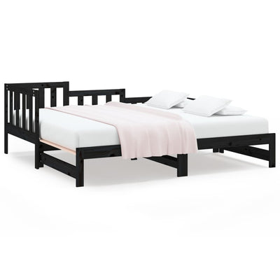 Sohvasänky ulosvedettävä musta 2x (80x200) cm täysi mänty