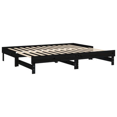 Sohvasänky ulosvedettävä musta 2x (80x200) cm täysi mänty