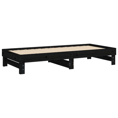 Sohvasänky ulosvedettävä musta 2x (80x200) cm täysi mänty