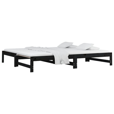 Sohvasänky ulosvedettävä musta 2x (90x200) cm täysi mänty