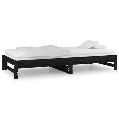 Sohvasänky ulosvedettävä musta 2x (90x200) cm täysi mänty