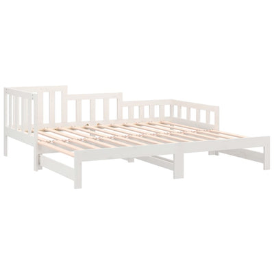 Sohvasänky ulosvedettävä valkoinen 2x (80x200) cm täysi mänty