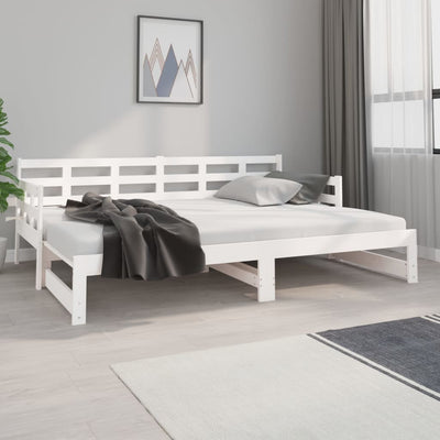 Sohvasänky ulosvedettävä valkoinen täysi mänty 2x (80x200) cm