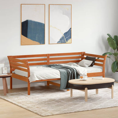 Sohvasänky vahanruskea 75x190 cm täysi mänty