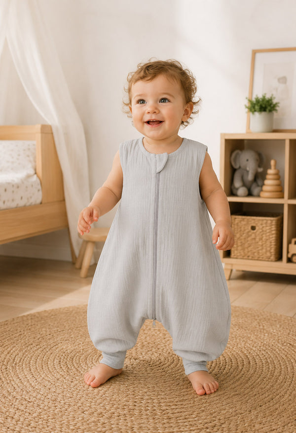 My Sweet Baby - Musliininen vauvan kesämakuupussi jaloilla L 9–24 kuukautta Tog 1.0 - harmaa