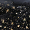 Pussilakanasetti Glamour Flanel Stars Foil Musta