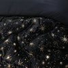 Pussilakanasetti Glamour Flanel Stars Foil Musta