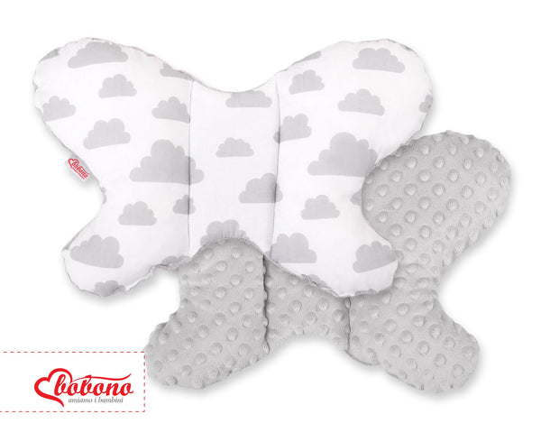 Bobono - Kaksipuolinen iskunkestävä tyyny Butterfly - pilvet harmaa/harmaa