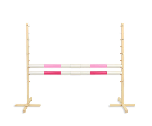 Super Hobby Horse - Hobby Horse -estetolppa 160 cm, k-120 cm, kahdella puomilla, vaaleanpunainen ja pinkki