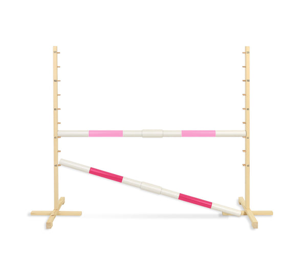 Super Hobby Horse - Hobby Horse -estetolppa 160 cm, k-120 cm, kahdella puomilla, vaaleanpunainen ja pinkki