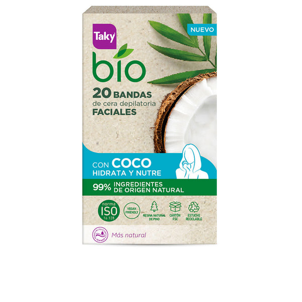 Taky Bio Coco Facial Wax Strips For Hair Removal, 20 Units | Vuodevaatteet.fi