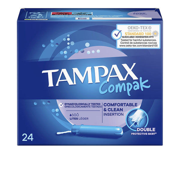 Tampax Compak Lites 24 kpl – huomaamaton compak‑tamponi | Vuodevaatteet.fi