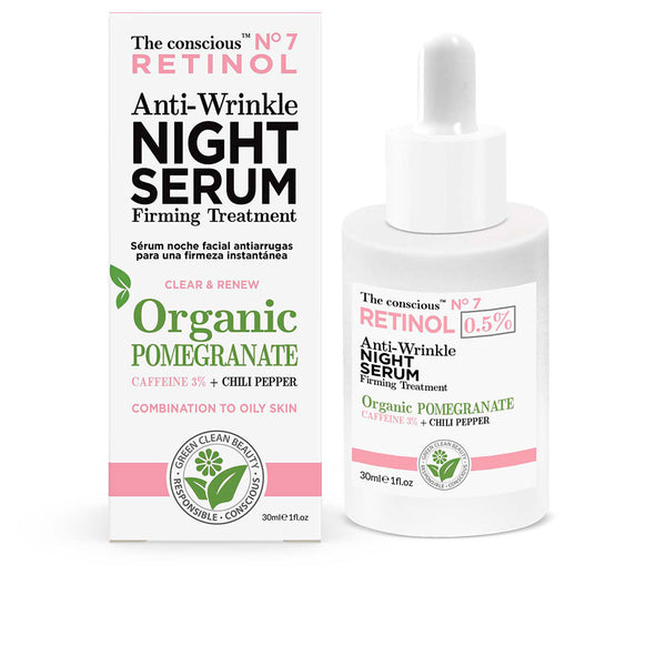 The Conscious Retinol anti-wrinkle yöseerumi, luomugranaattiomena 30 ml | Vuodevaatteet.fi