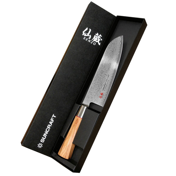 Suncraft Senzo Damascus Twisted Octagon Santoku, 17 cm