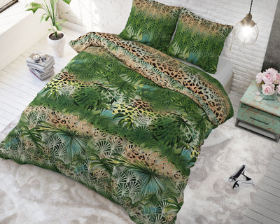 Vihreä mikroperkaali / puuvilla pussilakanasetti Trendy Jungle