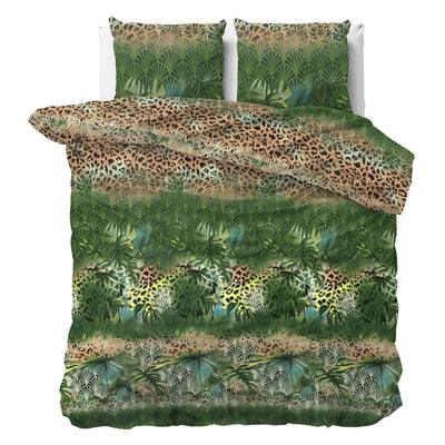 Vihreä mikroperkaali / puuvilla pussilakanasetti Trendy Jungle