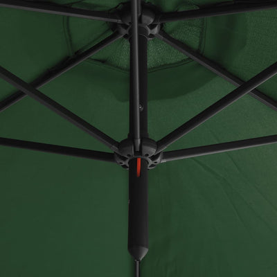 Tupla-aurinkovarjo terästanko vihreä 600 cm