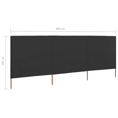 Tuulensuojakangas 3 paneelilla 400x160 cm antrasiitti