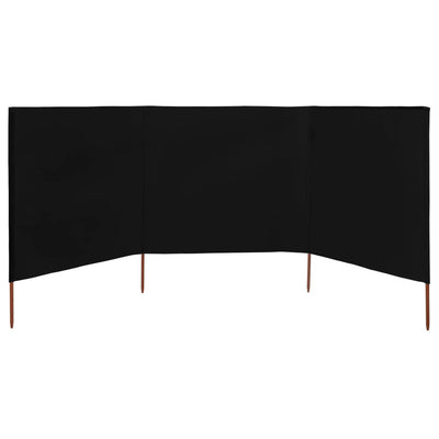 Tuulensuojakangas 3 paneelilla 400x80 cm musta