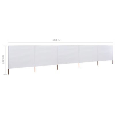 Tuulensuojakangas 5 paneelilla 600x160 cm hiekan valkoinen