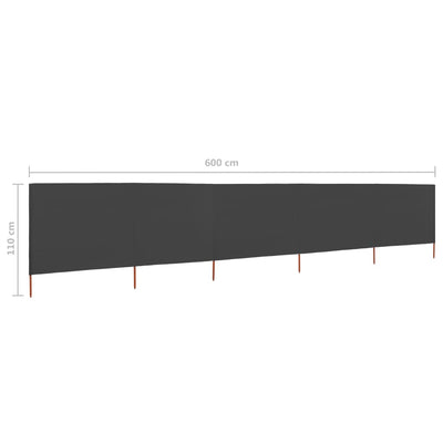 Tuulensuojakangas 5 paneelilla 600x80 cm antrasiitti