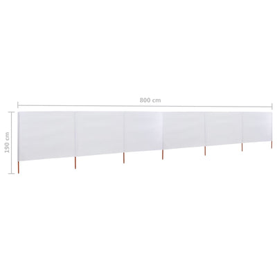 Tuulensuojakangas 6 paneelilla 800x160 cm hiekan valkoinen