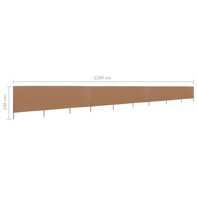 Tuulensuojakangas 9 paneelilla 1200x160 cm ruskeanharmaa