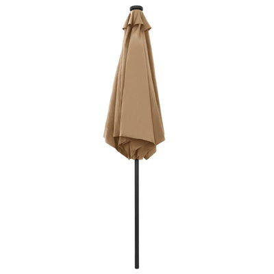 Ulkoaurinkovarjo LED-valot alumiinitanko 270 cm harmaanruskea