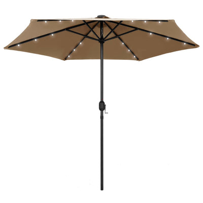 Ulkoaurinkovarjo LED-valot alumiinitanko 270 cm harmaanruskea