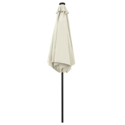 Ulkoaurinkovarjo LED-valot alumiinitanko 270 cm hiekanvalkoinen