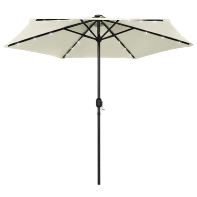 Ulkoaurinkovarjo LED-valot alumiinitanko 270 cm hiekanvalkoinen