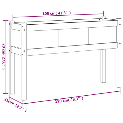 Ulkokukkalaatikko jaloilla 110x31x70 cm kyllästetty mänty - Vuodevaatteet