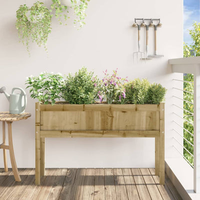 Ulkokukkalaatikko jaloilla 110x31x70 cm kyllästetty mänty - Vuodevaatteet