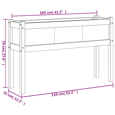 Ulkokukkalaatikko jaloilla valkoinen 110x31x70 cm täysi mänty - Vuodevaatteet
