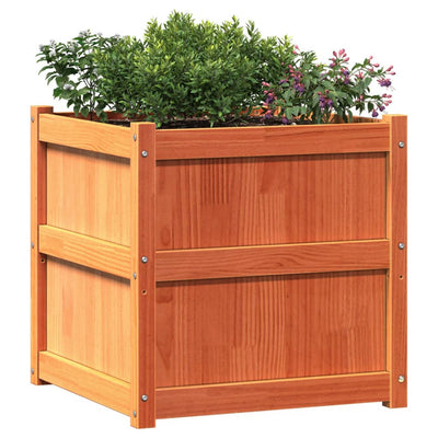Ulkokukkalaatikko vahanruskea 60x60x60 cm täysi mänty - Vuodevaatteet