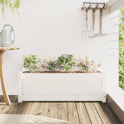 Ulkokukkalaatikko valkoinen 90x31x31 cm täysi mänty - Vuodevaatteet