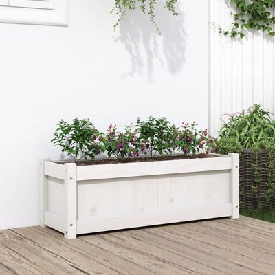 Ulkokukkalaatikko valkoinen 90x31x31 cm täysi mänty - Vuodevaatteet