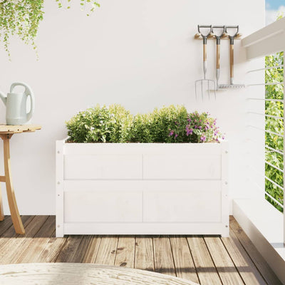 Ulkokukkalaatikko valkoinen 90x50x50 cm täysi mänty - Vuodevaatteet